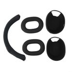 FUBESK Silikon Kafa Bandı ve Pedleri Kapak Seti, Kulaklık Kılıfı Silikon Kabuk Kapak Koruyucu Earpad Kılıfları, Sony WH 1000XM5 için, Tüm Yuvarlak for Koruma (Siyah)
