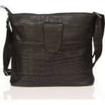 Fubileather Deri Paradise Kadın Postacı Çantası - Kroko Siyah