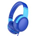 Fubise Okul için Çocuk Kulaklığı, Mikrofonlu Çocuklar için Kulak Üstü Kablolu Kulaklıklar, 85dB/94dB Ses Sınırlayıcı Ayarlanabilir Kulaklık, Erkek, Uçak, Bilgisayar, Dikiş Paylaşımlı (Lacivert/Mavi)