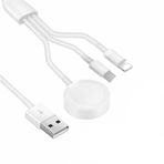 Fuchsia 3 in 1 Lightning-type-c-wireless Usb Şarj Kablosu Akıllı Saat ve Telefon Şarj Kablosu