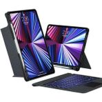 Fuchsia Apple iPad 10.2 2021 9. Nesil Uyumlu Mag Touch Bluetooth Klavyeli Standlı Mıknatıslı Kılıf