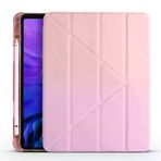 Fuchsia Apple iPad Air 10.9 2022 5. Nesil Uyumlu Kalemlikli Katlanabilen Standlı Akıllı Gri Tablet Kılıfı