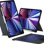 Fuchsia Apple iPad Air 10.9 2022 5. Nesil Uyumlu Touch Pad Bluetooth Klavyeli Standlı Mıknatıslı Tablet Kılıfı
