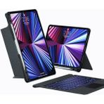 Fuchsia Apple iPad Air 11 M3 2025 Uyumlu Fuchsia Touch Pad Bluetooth Klavyeli Standlı Mıknatıslı Tablet Kılıfı - Siyah