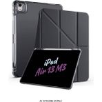 Fuchsia Apple iPad Air 13 Inç 2025 M3 Çip Uyumlu Kalem Bölmeli Standlı Akıllı Fuchsia Trifolding Tablet Kılıfı - Siyah