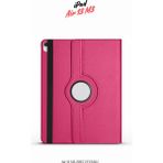 Fuchsia Apple iPad Air 13 M3 2025 Uyumlu 360° Yatay Dikey Dönebilen Deri Tablet Kılıfı - Pembe