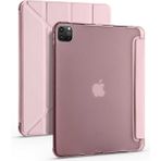 Fuchsia Apple iPad Pro 11 2021 3. Nesil Uyumlu Kalemlikli Premium Standlı Katlanabilir Uyku Modu Özellikli Rose Gold Tablet Kılıfı