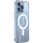 Fuchsia Apple iPhone 14 Pro Max Magsafe Şarj Özellikli Şeffaf Sert PC Embos Kapak Kılıf