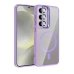 Fuchsia Galaxy S24 FE ile Uyumlu Remim Lensli Lila Kablosuz Şarj Özellikli Standlı Kapak