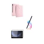Fuchsia Galaxy Tab S9 Plus / S9 Fe Plus ile Uyumlu Tablet Kılıfı S Pen Tablet Kalemi Ekran Koruyucu Set - Rose Gold