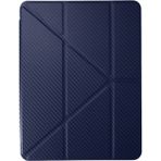 Fuchsia iPad Air 11 (2024-2025) ile Uyumlu Renkli Karbon Trifolding Kalem Bölmeli Tablet Kılıfı Lacivert
