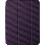 Fuchsia iPad Air 11 (2024-2025) ile Uyumlu Renkli Karbon Trifolding Kalem Bölmeli Tablet Kılıfı Mor