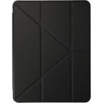 Fuchsia iPad Air 11 (2024-2025) ile Uyumlu Renkli Karbon Trifolding Kalem Bölmeli Tablet Kılıfı - Siyah