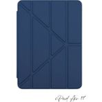 Fuchsia iPad Air 11 Inç 6. Nesil Uyumlu Kalem Bölmeli Akıllı Trifolding Tablet Kılıfı - Lacivert