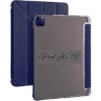 Fuchsia iPad Air 13 inç M2 Çipli Uyumlu Kalem Bölmeli Akıllı Trifolding Tablet Kılıfı Lacivert