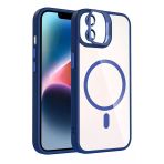 Fuchsia İphone 11 İle Uyumlu Remim Lensli Kablosuz Şarj Özellikli Standlı Lacivert Kapak
