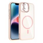 Fuchsia İphone 11 İle Uyumlu Remim Lensli Kablosuz Şarj Özellikli Standlı Pembe Kapak