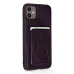Fuchsia iPhone 11 Kılıf HD Deri Luxury Magnet Kartvizitli Kapak - Derin Mor
