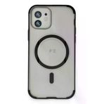 Fuchsia İphone 12 İle Uyumlu Hilton Kablosuz Şarj Özellikli Siyah Kapak