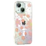 Fuchsia İphone 14 İle Uyumlu Floral Pembe Kablosuz Şarj Özellikli Kapak