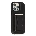 Fuchsia İphone 14 Pro İle Uyumlu Hd Deri Luxury Magnet Kartvizitli Siyah Kılıf