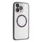 Fuchsia İphone 14 Pro İle Uyumlu Metal Bumper Magneticsafe Derin Mor Kılıf