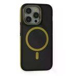 Fuchsia İphone 14 Pro İle Uyumlu Rocky Kablosuz Şarj Özellikli Siyah Sarı Kılıf