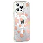 Fuchsia İphone 14 Pro Max İle Uyumlu Floral Pembe Kablosuz Şarj Özellikli Kapak