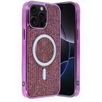 Fuchsia İphone 14 Pro Max İle Uyumlu Helen Derin Mor Kablosuz Şarj Özellikli Kapak