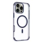 Fuchsia İphone 14 Pro Max İle Uyumlu Hilton Lacivert Kablosuz Şarj Özellikli Kapak
