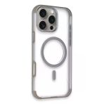 Fuchsia İphone 14 Pro Max İle Uyumlu Hilton Titan Gri Kablosuz Şarj Özellikli Kapak