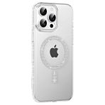 Fuchsia İphone 14 Pro Max İle Uyumlu Move Natural Grey Taşlı Kablosuz Şarj Özellikli Kapak