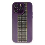 Fuchsia İphone 14 Pro Max Uyumlu Hbc-160 Almera Taşlı Derin Mor Kılıf