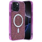Fuchsia İphone 15 İle Uyumlu Helen Derin Mor Kablosuz Şarj Özellikli Kapak