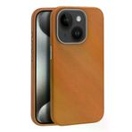 Fuchsia İphone 15 İle Uyumlu Kılıf Wonder Kahverengi Deri Kablosuz Şarj Özellikli Kapak