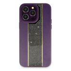 Fuchsia iPhone 15 Pro Kılıf HBC-160 Almera Taşlı Kapak - Derin Mor