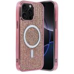 Fuchsia İphone 15 Pro Max İle Uyumlu Helen Pembe Kablosuz Şarj Özellikli Kapak