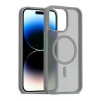 Fuchsia İphone 15 Pro Max İle Uyumlu Jota Titan Gri Kablosuz Şarj Özellikli Kapak