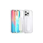Fuchsia İphone 15 Pro Max İle Uyumlu Kılıf Alfa Şeffaf Kablosuz Şarj Özellikli Standlı Kapak