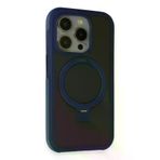 Fuchsia İphone 15 Pro Max İle Uyumlu Zorda Lacivert Airbag Kablosuz Şarj Özellikli Standlı Kapak