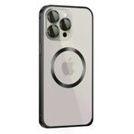 Fuchsia iPhone 15 Pro Max Kılıf Metal Bumper Magneticsafe Kapak - Siyah