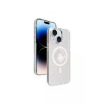 Fuchsia İphone 15 Uyumlu Stella Şeffaf Pc Sert Kablosuz Şarj Özellikli Kılıf