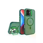 Fuchsia İphone 16 İle Uyumlu Flet Lens Koyu Yeşil Kablosuz Şarj Özellikli Kapak