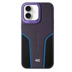 Fuchsia İphone 16 İle Uyumlu Hbc-264 Lambor Derin Mor Karbon Fiber Sport Kapak