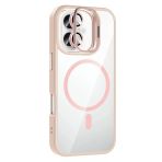 Fuchsia İphone 16 Plus İle Uyumlu Remim Lensli Pembe Kablosuz Şarj Özellikli Standlı Kapak
