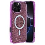 Fuchsia İphone 16 Pro Max İle Uyumlu Helen Derin Mor Kablosuz Şarj Özellikli Kapak