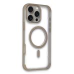 Fuchsia İphone 16 Pro Max İle Uyumlu Hilton Gold Kablosuz Şarj Özellikli Kapak