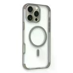 Fuchsia İphone 16 Pro Max İle Uyumlu Hilton Titan Gri Kablosuz Şarj Özellikli Kapak