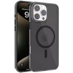 Fuchsia İphone 16 Pro Max Uyumlu Gleam Siyah Pc Sert Kablosuz Şarj Özellikli Kılıf