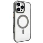Fuchsia İphone 16 Pro Max Uyumlu Gleam Titan Gri Pc Sert Kablosuz Şarj Özellikli Kılıf